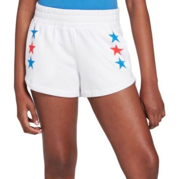 DSG Youth Girls' Fleece Shorts Pure White Star Stripe, Size YL, NWT - Picture 1 of 11